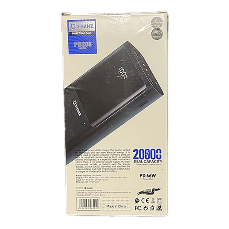 پاوربانک ایکس هانز مدل ظرفیت 20000 میلیآمپر ساعت