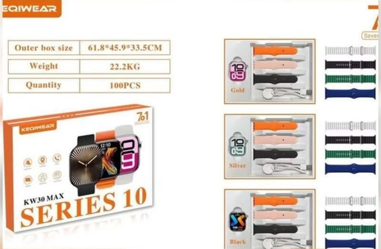 ساعت هوشمند اپل مدل KW30 MAX با بند سیلیکونی