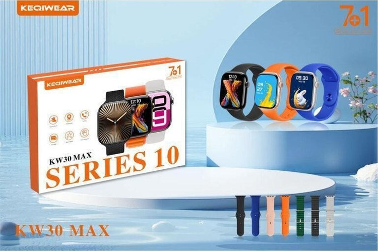 ساعت هوشمند اپل مدل KW30 MAX با بند سیلیکونی
