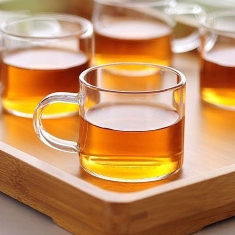 ست ۶ عددی فنجان قهوه خوری پیرکس دسته رنگی طرح گود مورنینگ