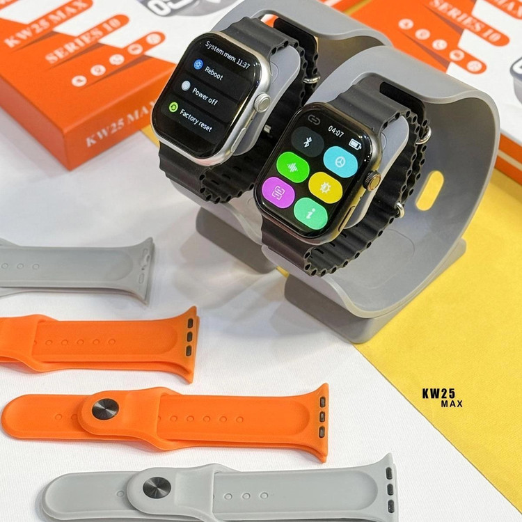 ساعت هوشمند KEQIWEAR مدل KW25 Max ظرفیت ۴۵ میلیمتر با بند سیلیکونی و تماس بلوتوثی