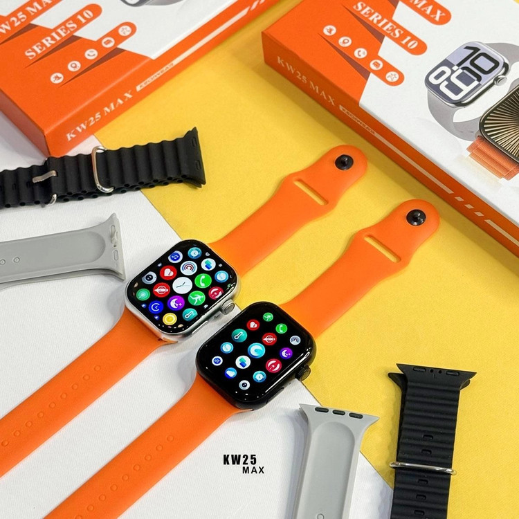 ساعت هوشمند KEQIWEAR مدل KW25 Max ظرفیت ۴۵ میلیمتر با بند سیلیکونی و تماس بلوتوثی